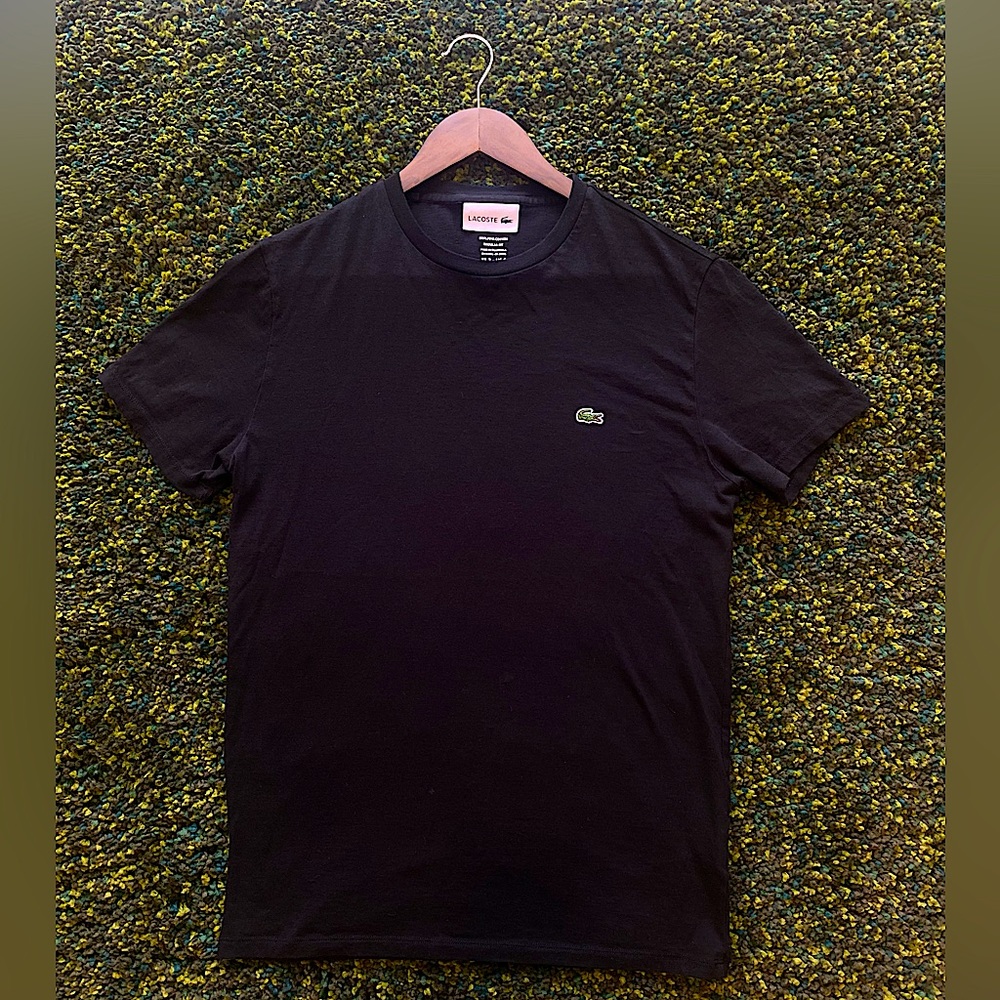 COPY - Lacoste Black Short Sleeve Tee, Regular Fit, Size Small.
